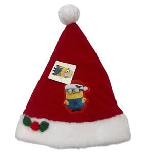 Despicable Me Minion Santa Hat Red White Christmas Holiday NWT